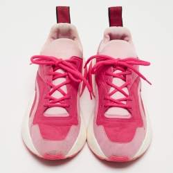 Stella McCartney Pink/Red Nylon and Faux Suede Chunky Sneakers Size 38