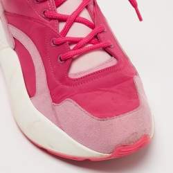 Stella McCartney Pink/Red Nylon and Faux Suede Chunky Sneakers Size 38