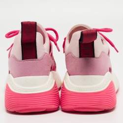 Stella McCartney Pink/Red Nylon and Faux Suede Chunky Sneakers Size 38