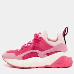 Stella McCartney Pink/Red Nylon and Faux Suede Chunky Sneakers Size 38