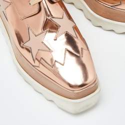 Pre Owned Stella McCartney Metallic Rose Gold Faux Leather Elyse Platform Derby Sneakers Size 37