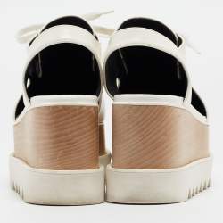 Stella McCartney White Faux Leather Elyse Cut-Out Platform Derby Size 38