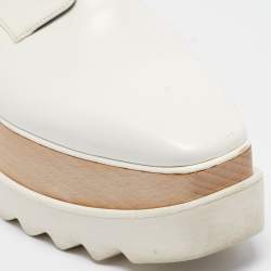 Stella McCartney White Faux Leather Elyse Cut-Out Platform Derby Size 38