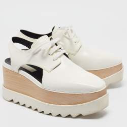 Stella McCartney White Faux Leather Elyse Cut-Out Platform Derby Size 38