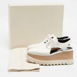 Stella McCartney White Faux Leather Elyse Cut-Out Platform Derby Size 38