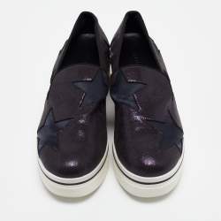 Pre Owned Stella McCartney Metallic Faux Leather Elyse Star Slip On Sneakers Size 41