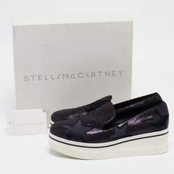 Pre Owned Stella McCartney Metallic Faux Leather Elyse Star Slip On Sneakers Size 41