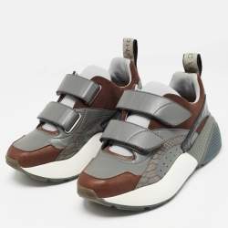 Pre Owned Stella McCartney Multicolor Faux Leather and Faux Suede Eclypse Sneakers Size 39