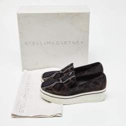 Stella McCartney Brown/Black Velvet Binx Star Platform Slip On Sneakers Size 37