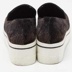 Stella McCartney Brown/Black Velvet Binx Star Platform Slip On Sneakers Size 37