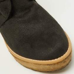 Stella McCartney Black Faux Suede Buckle Detail Wedge Ankle Booties Size 39