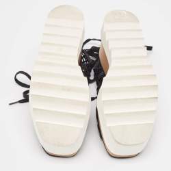 Pre Owned Stella McCartney Black Raffia Elyse Platform Wedge Sandals Size 36.5