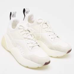 Pre Owned Stella McCartney Grey/White Faux Suede and Faux Leather Eclypse Sneakers Size 39