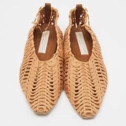 Stella McCartney Brown Woven Fabric Ballet Flats Size 37.5