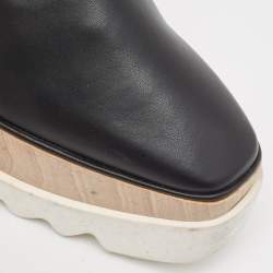 Pre Owned Stella McCartney Black Faux Leather Elyse Derby Sneakers Size 38.5