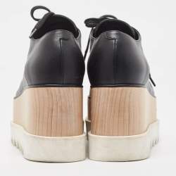 Pre Owned Stella McCartney Black Faux Leather Elyse Derby Sneakers Size 38.5