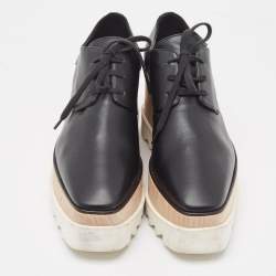 Pre Owned Stella McCartney Black Faux Leather Elyse Derby Sneakers Size 38.5