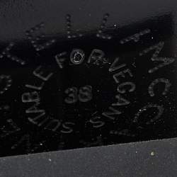 Pre Owned Stella McCartney Gold Faux Leather Crystal Embellished Slide Sandals Size 38