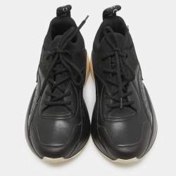 Pre Owned Stella McCartney Black Faux Leather and Neoprene Eclypse Sneakers Size 35