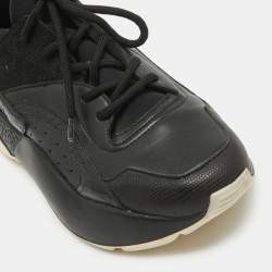 Pre Owned Stella McCartney Black Faux Leather and Neoprene Eclypse Sneakers Size 35
