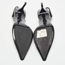 Pre Owned Stella McCartney Grey Faux Patent Leather Slingback Pumps Size 36.5