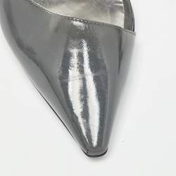 Pre Owned Stella McCartney Grey Faux Patent Leather Slingback Pumps Size 36.5