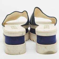 Stella McCartney Blue Denim Elyse Platform Slide Sandals Size 39