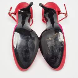 Pre Owned Stella McCartney Pink/Red Satin T-Bar Ankle Strap Pumps Size 38