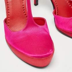 Pre Owned Stella McCartney Pink/Red Satin T-Bar Ankle Strap Pumps Size 38