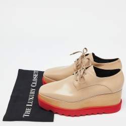 Pre Owned Stella McCartney Beige Faux Leather Elyse Derby Sneakers Size 38