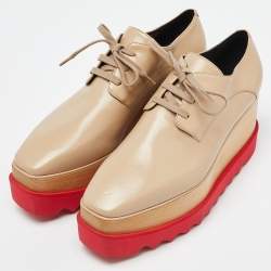 Pre Owned Stella McCartney Beige Faux Leather Elyse Derby Sneakers Size 38