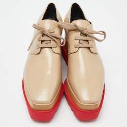 Pre Owned Stella McCartney Beige Faux Leather Elyse Derby Sneakers Size 38