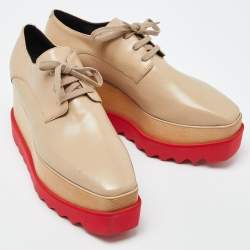 Pre Owned Stella McCartney Beige Faux Leather Elyse Derby Sneakers Size 38