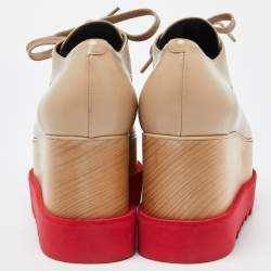 Pre Owned Stella McCartney Beige Faux Leather Elyse Derby Sneakers Size 38