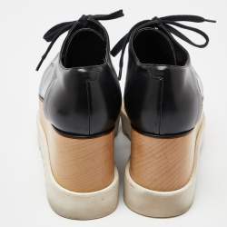 Pre Owned Stella McCartney Black Faux Leather Elyse Derby Sneakers Size 38