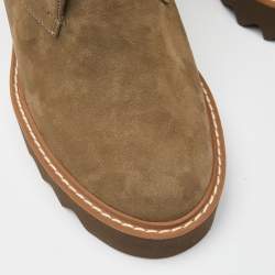 Pre Owned Stella McCartney Olive Green Faux Suede Leana Wedge Boots Size 39