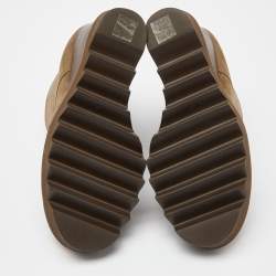 Pre Owned Stella McCartney Olive Green Faux Suede Leana Wedge Boots Size 39