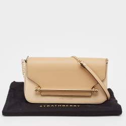 Pre Owned Strathberry Beige Leather East/West Chain Shoulder Bag