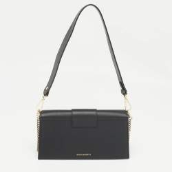 Strathberry Black Leather Mini Crescent Shoulder Bag