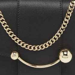 Strathberry Black Leather Mini Crescent Shoulder Bag