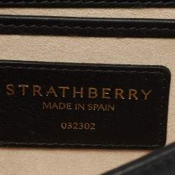 Strathberry Black Leather Mini Crescent Shoulder Bag