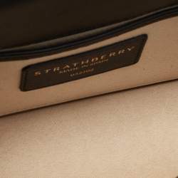 Strathberry Black Leather Mini Crescent Shoulder Bag