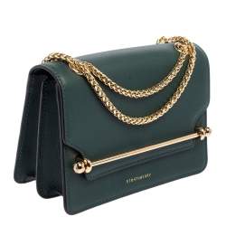 Pre Owned Strathberry Green Leather Mini East/west Leather Crossbody Bag