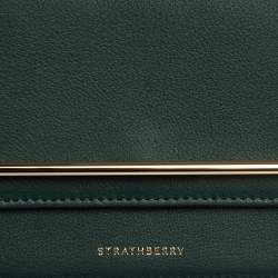 Pre Owned Strathberry Green Leather Mini East/west Leather Crossbody Bag