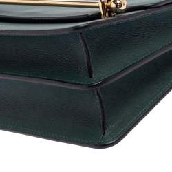 Pre Owned Strathberry Green Leather Mini East/west Leather Crossbody Bag