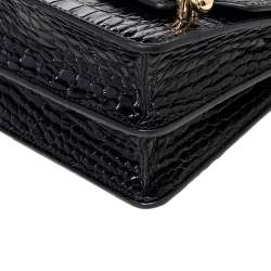 مملوكة مسبقًا Strathberry Black Croc Embossed Leather Mini East/West Crossbody Bag