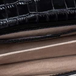 مملوكة مسبقًا Strathberry Black Croc Embossed Leather Mini East/West Crossbody Bag