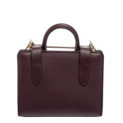 Strathberry Burgundy Leather Nano Midi Tote