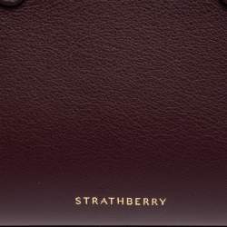 Strathberry Burgundy Leather Nano Midi Tote
