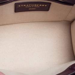 Strathberry Burgundy Leather Nano Midi Tote